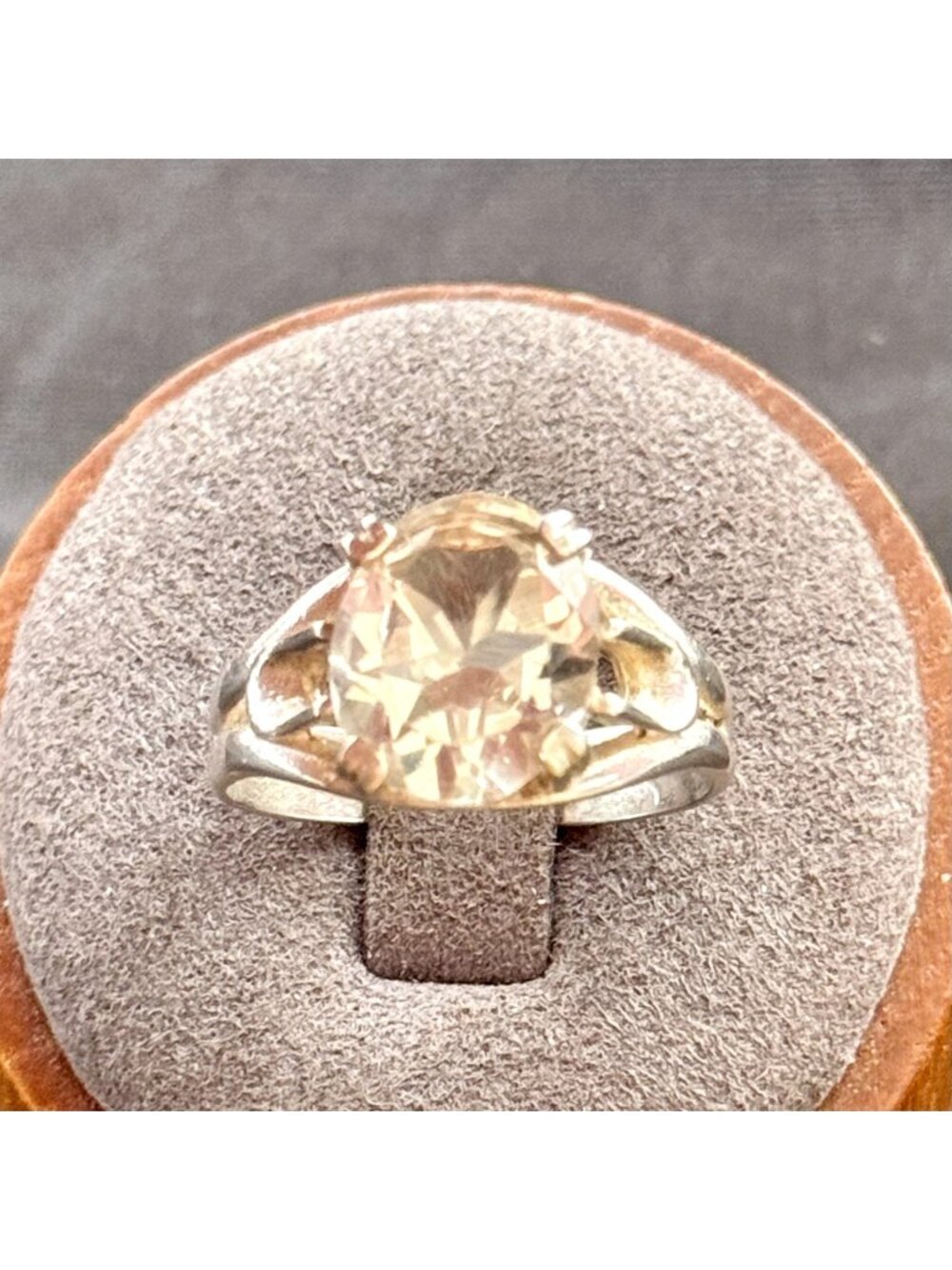 Faceted Oval Crystal & Sterling Silver 925 Prong Set Statement Ring Size 9.75
